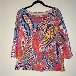 Talbots, Woman’s Size 2X Colorful Paisley Top